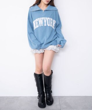 WEGO NEWYORKハーフジップニット サックス