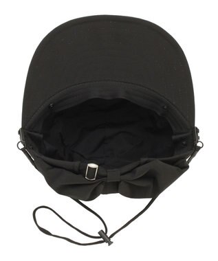 MOONBAT 【遮光100％/UVカット100％】フワクール (Fuwacool)  日差しを完全遮断バッククリボンワイドキャップ　遮光100　UV100 ブラック