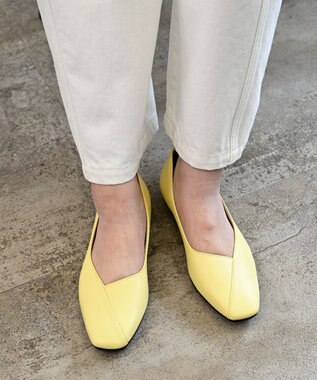 Pointer 日本製 本革Vカットパンプス イエロー