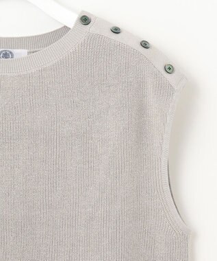 J.PRESS LADIES L 【洗える】GIMA COTTON ニット ベスト グレージュ系