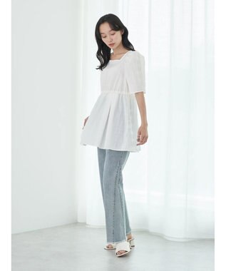 earth music&ecology スクエアネックチュニック Off White