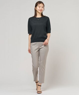 J.PRESS LADIES 【セットアップ対応・洗える・撥水】コットンFITTY テーパード パンツ ベージュ系1