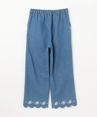 ANY KIDS スカラップ×刺繍デニムパンツ ブルー
