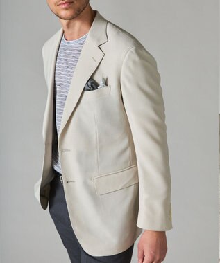 GOTAIRIKU 五大陸オリジナル素材 【防シワ/通気性抜群/ストレッチ】カラミSOLOTEXブレザー アイボリー系