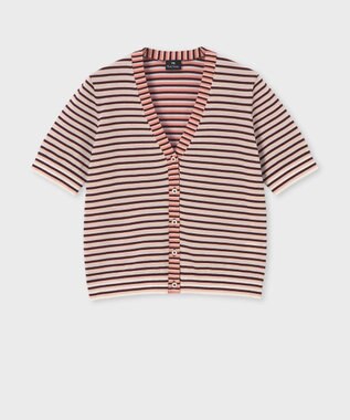 Paul Smith 【洗える】マルチボーダー ニット カーディガン ピンク