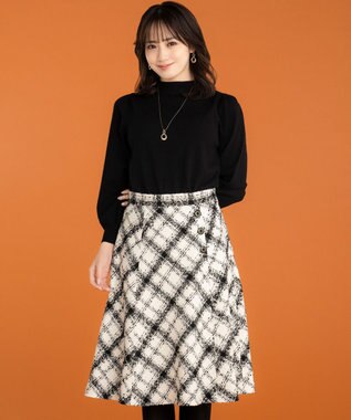 ANY SIS S 【低身長企画】バックパール調ポイント ニット ブラック