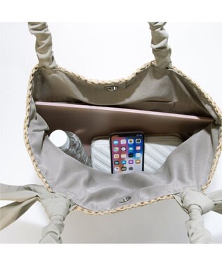 UNBILLION カシュカシュ cachecache / 下がりリボン柄編みトート カゴバッグ オーク