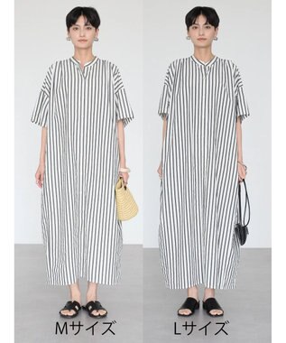 AMERICAN HOLIC イージーケア＋接触冷感丈違い強撚ワッシャーワンピース Stripe Black