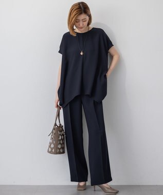 23区 【UVカット/接触冷感/吸水速乾】ストレッチジョーゼット イレギュラーヘムプルオーバー ネイビー系