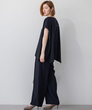 23区 【UVカット/接触冷感/吸水速乾】ストレッチジョーゼット イレギュラーヘムプルオーバー ネイビー系