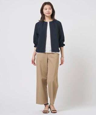 J.PRESS LADIES BREEZE COOL トロ ノーカラー ブルゾン ネイビー系