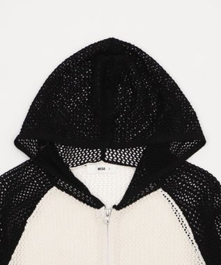 WEGO ラグランメッシュニットショートパーカー ブラック