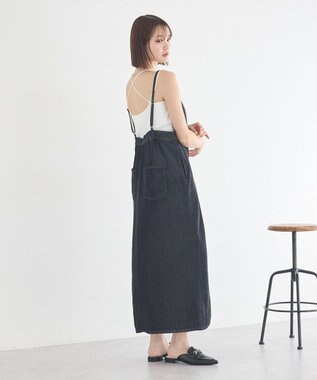 earth music&ecology ダブルジップデニムキャミワンピース Black