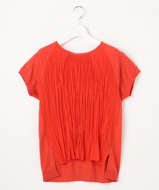 自由区 S 【洗える】ジョーゼットプリーツコンビ カットソー グラムレッド