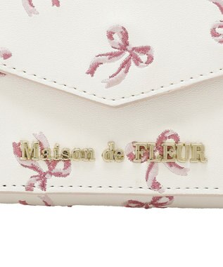 Maison de FLEUR リボン刺繍ミニウォレット Pink