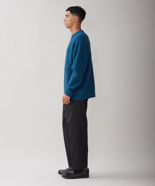 UNFILO MENS ヘアリー クルーネックニット ブルー グリーン