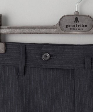 GOTAIRIKU 【オールシーズン対応】ALL SEASON 2WAY STRETCH スーツ グレー系1(グレー×細ブルーストライプ)