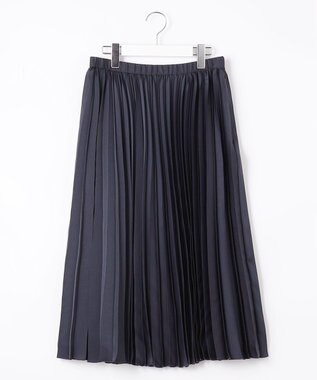 自由区 【WEB限定・洗える】ロイヤルサテンプリーツ スカート ネイビー