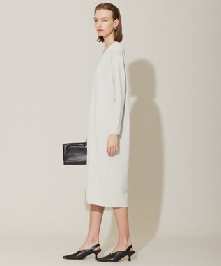 ICB L 【洗える】 シンセティックフルニードル Vネックワンピース トープ系