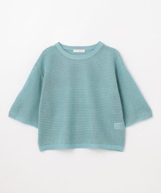 ANY 【洗濯機可/アンチピリング】アイレットメッシュニット サックス