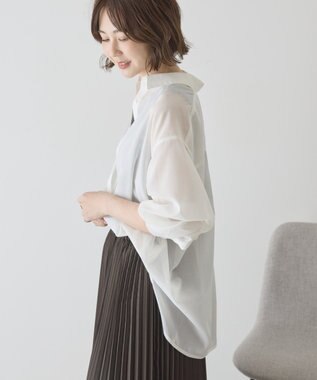 AMERICAN HOLIC 【イージーケア】シアーラウンドシャツ Off White