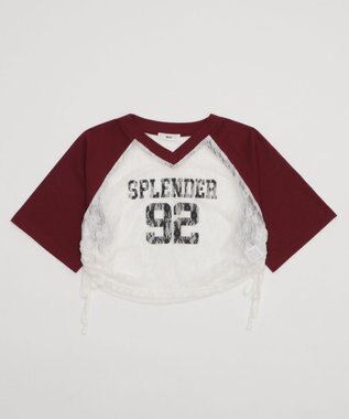 WEGO ラグランレースサイドドロストショートT ワイン