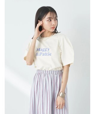 earth music&ecology フォルムスリーブ刺繍ロゴＴＥＥ Off White