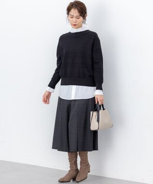 組曲 S 【加藤ローサさん着用 / 前後着用可】コットンタッチシャーティング刺繍入り ブラウス ホワイト系