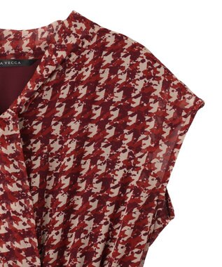 YECCA VECCA チェック柄ボウタイプリーツワンピース Bordeaux