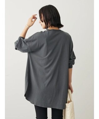 Green Parks ワンポイントカレッジロゴ裾ラウンドチュニック Dark Gray