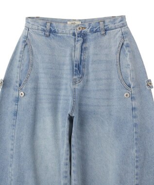 earth music&ecology サイドタックスーパーワイドデニムパンツ Light Blue