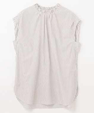 ANY 【UVカット/吸水速乾/抗菌防臭】エニィファンクション ノースリブラウス オフ×ブラウンストライプ