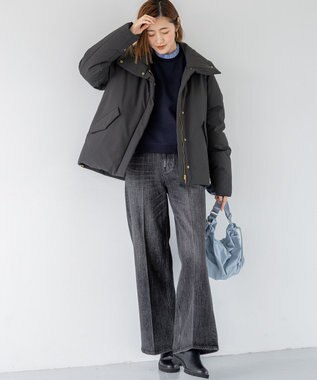 23区 L 【一部店舗限定/滝沢眞規子さん着用/撥水加工】ミリタリー Aライン ダウンコート グレー系