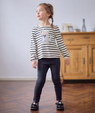 ANY KIDS ミラクルスパンコール 長袖 Tシャツ ボーダー