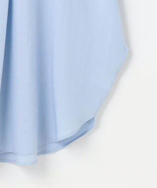 ANY 【新色追加】スキッパーネック袖タックブラウス ライトブルー