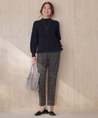 ANY SIS CICA加工 ビューティ畔ボトルネック ニット ネイビー