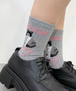 WEGO catロゴソックス ライトグレー