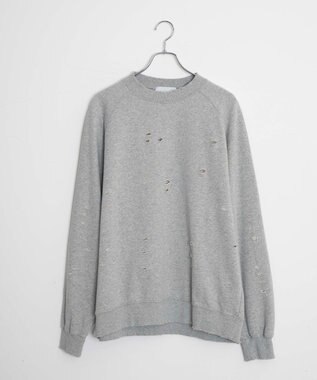 WEGO ダメージプルオーバースウェット 杢グレー