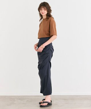 BEIGE， 【洗える】ALTHEA / ダンボールジャージーバックスリットブラウス Brown