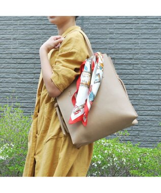 UNBILLION cachecache ビッグスカーフ付きサイド結びトート オーク