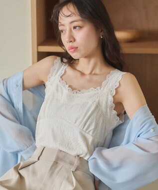 earth music&ecology 総レースキャミソール Ivory