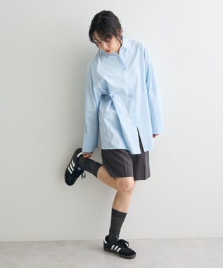 CRAFT STANDARD BOUTIQUE サイドベルトシャツ Sax