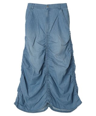 Green Parks ・ＳＵＧＡＲ　ＳＰＯＯＮ　シャーリングデニムスカート Light Indigo