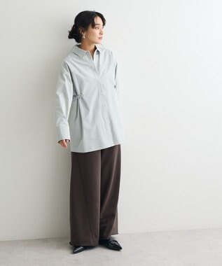 CRAFT STANDARD BOUTIQUE サイドベルトシャツ Blue Green