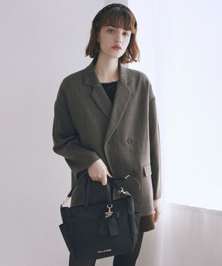 Maison de FLEUR 撥水加工リボンチャームマルチポケットトートS Black