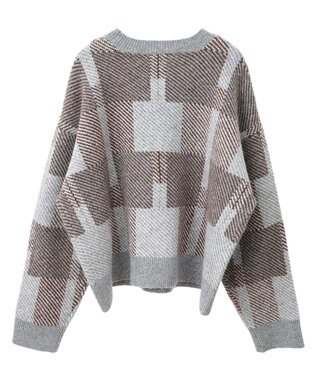 CRAFT STANDARD BOUTIQUE 洗える/チェック柄ニットプルオーバー Brown