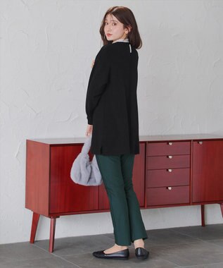 Tiaclasse L 【安田美沙子さん着用・洗える】ボリュームパフスリーブニットチュニック ブラック