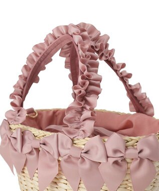 Maison de FLEUR 【2Way】フリルハンドルメイズリボン2Wayカゴバッグ Pink