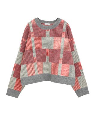 CRAFT STANDARD BOUTIQUE 洗える/チェック柄ニットプルオーバー Red