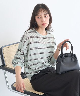 earth music&ecology ボーダーニットプルオーバー Mint